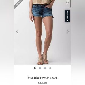 Kancan Mid Rise Stretch Short - Medium Wash